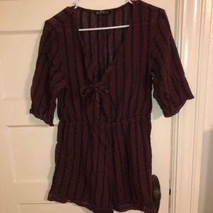 Maroon romper with 1/2 sleeves